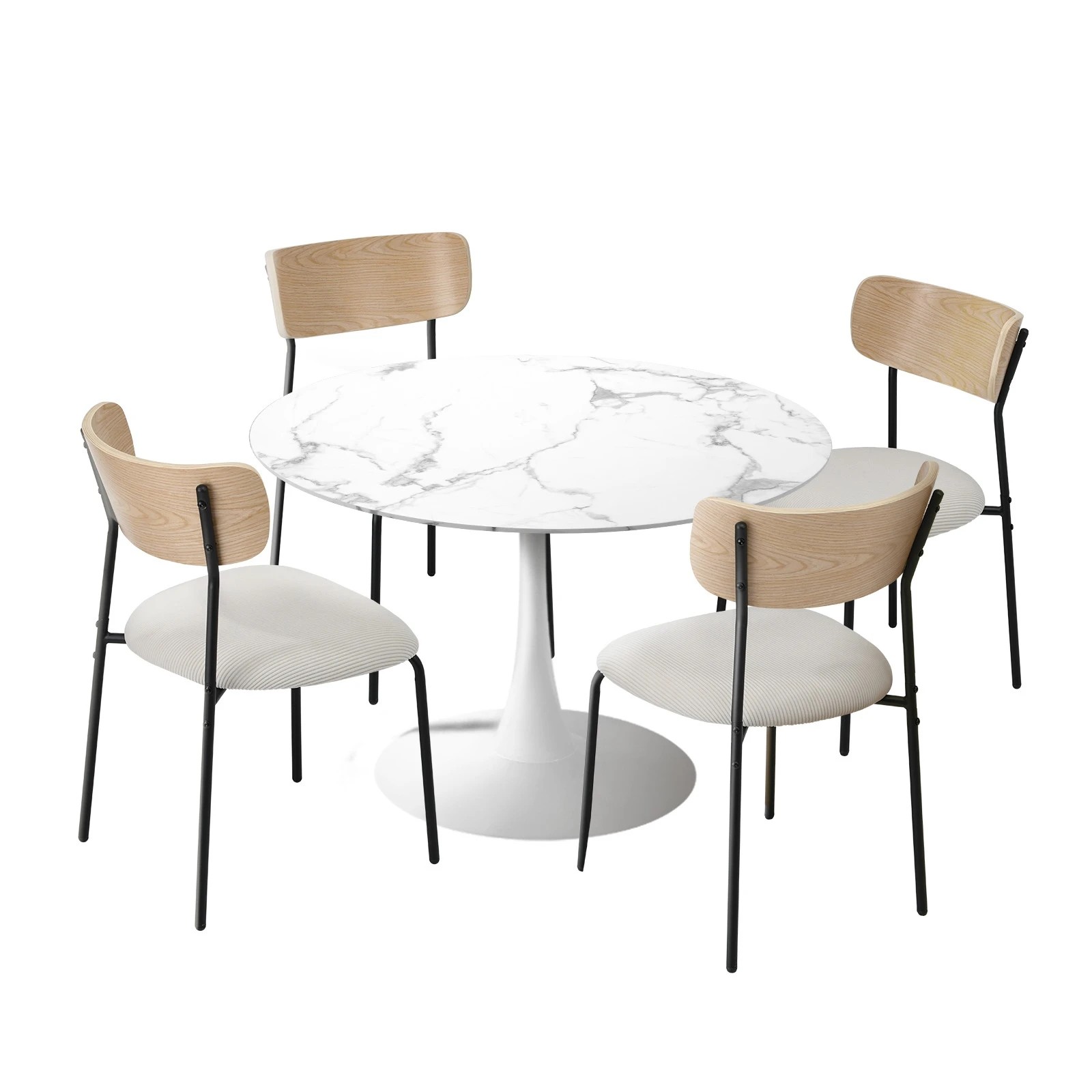 1 Oikiture 90cm Dining Table And Chairs 4-seater Kitchen Furniture Set
 - Multi, 1 of 10