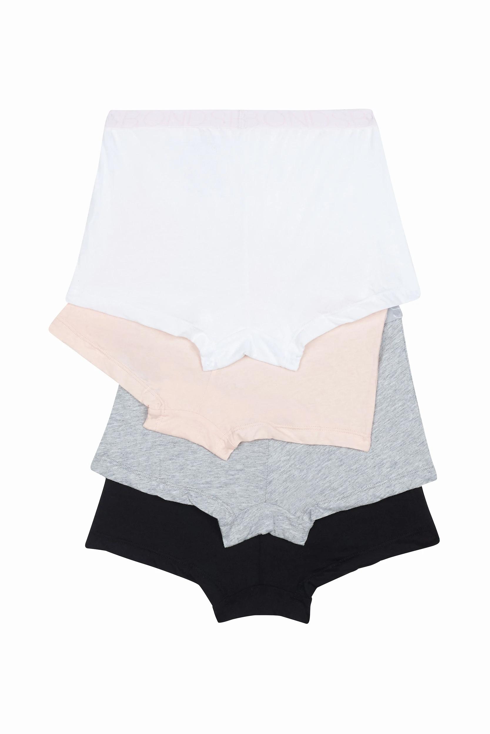 2 Bonds Girls 4 Pack Shortie PLAIN NEUTRALS, 2 of 3