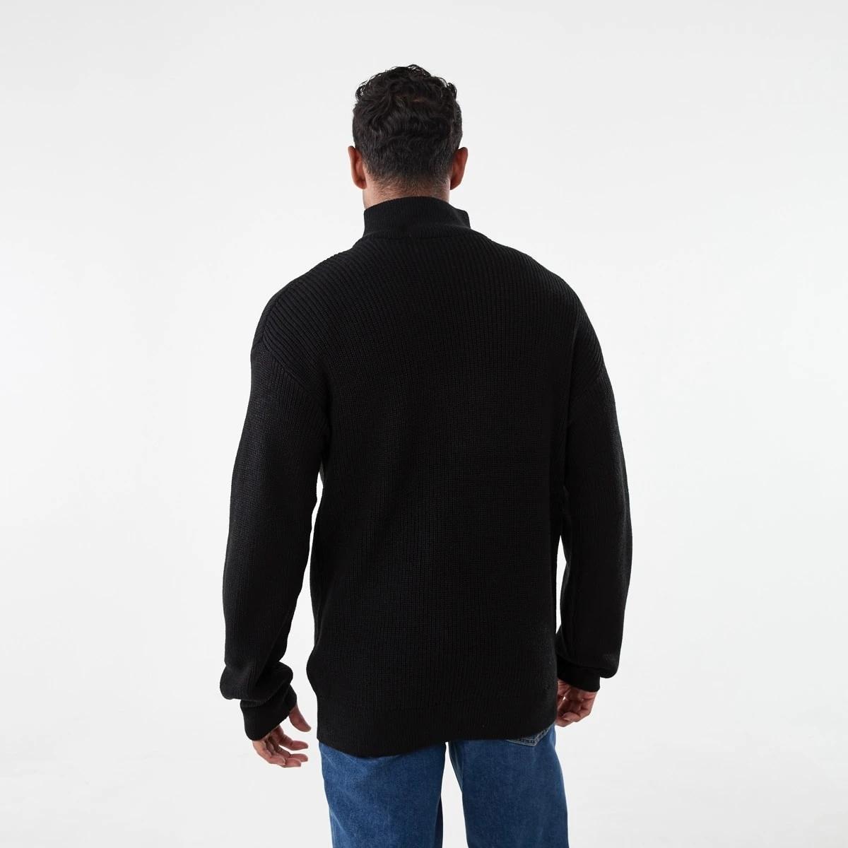 3 1/4 Zip Knit Jumper Black, 3 of 5