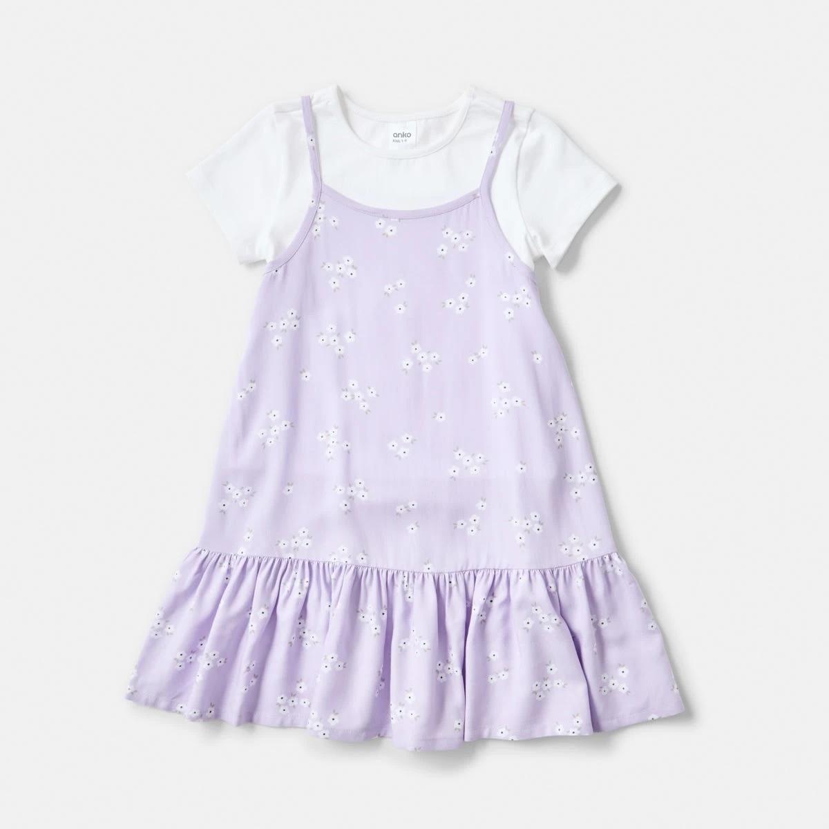 6 2 Piece T-shirt and Dress Set Pur Floral, 6 of 7