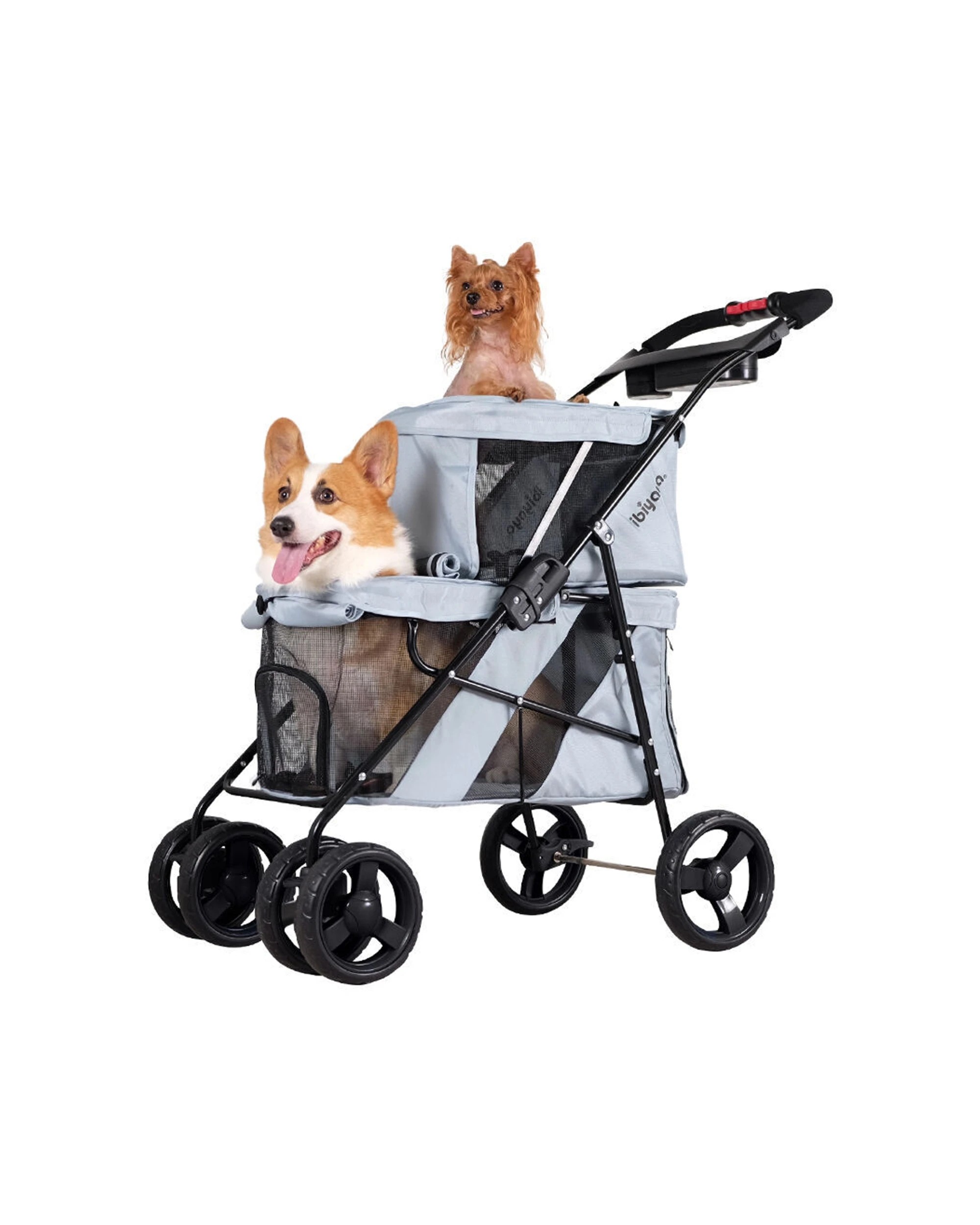 2 Ibiyaya Double Decker Pet Stroller For Multiple Pets Scratch Resistant - Grey, 2 of 6