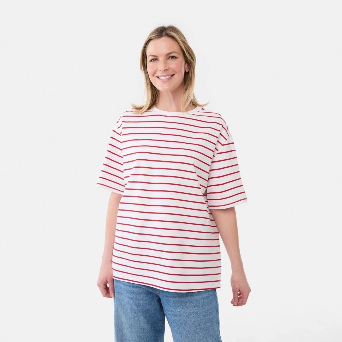 1 Short Sleeve Elevated T-shirt Red Strp, 1 of 5