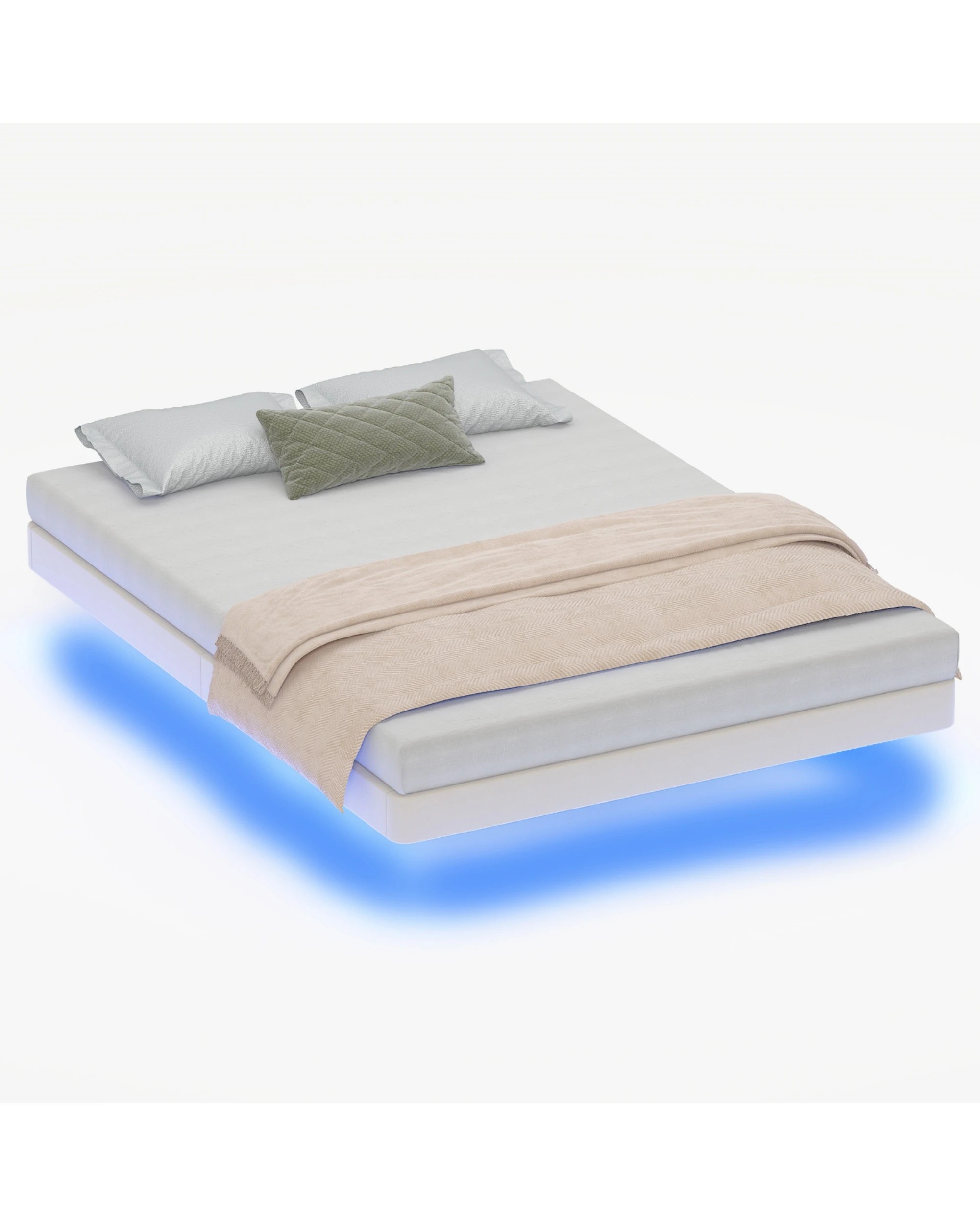 1 Advwin Bed Frame Double Size PU Leather Wooden Frames Mattress Base Platform - Beige, 1 of 10