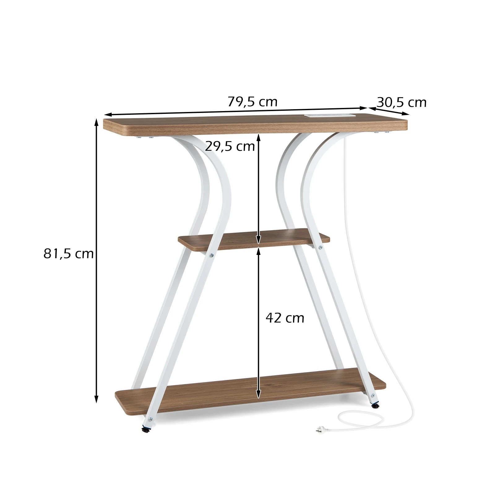2 Costway 3-Tier Console Table w/Power Outlets LED Narrow Behind Couch Table - Natural, 2 of 6