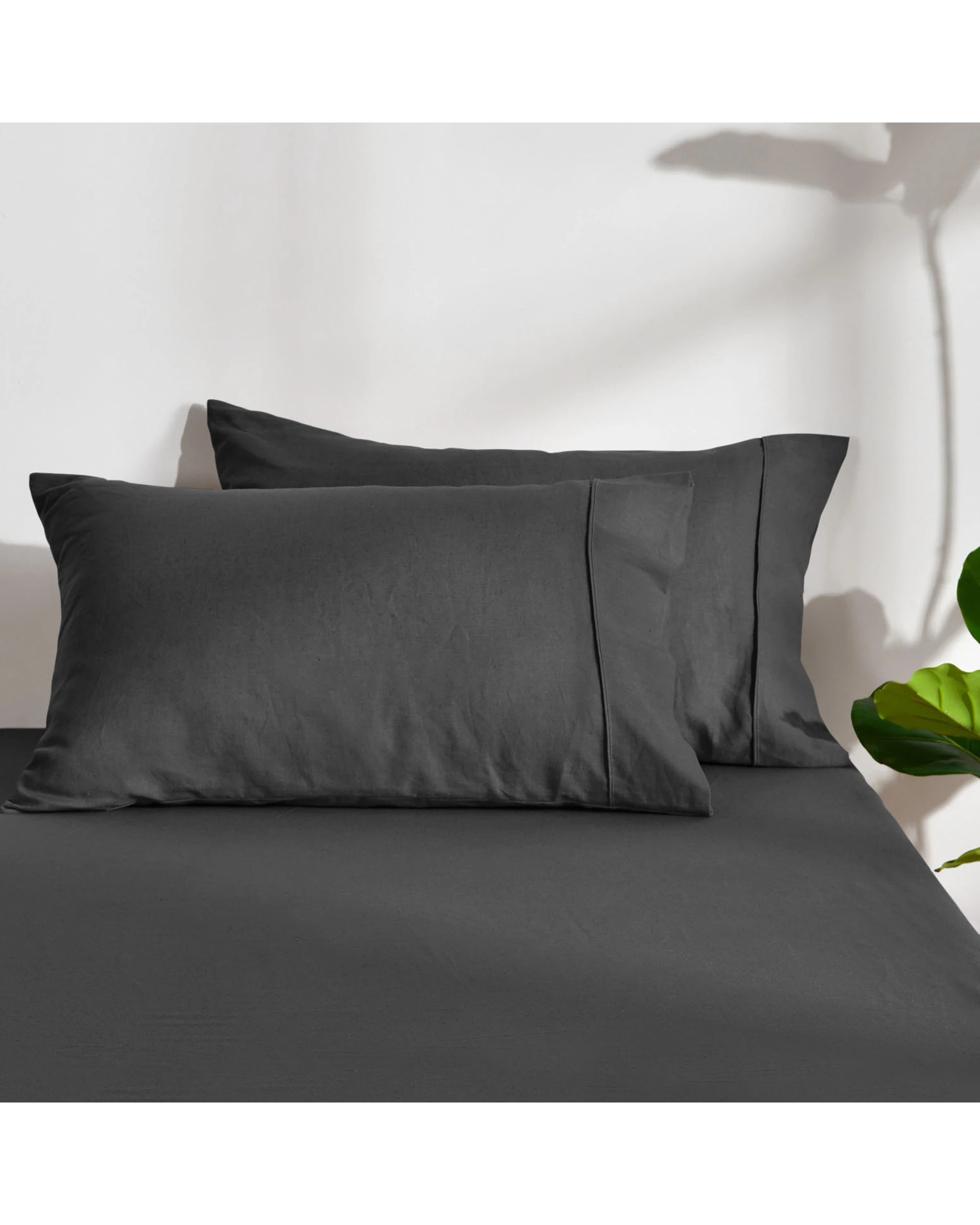 1 Dreamaker Linen Cotton Standard Pillowcase Twin Pack - Charcoal, 1 of 7