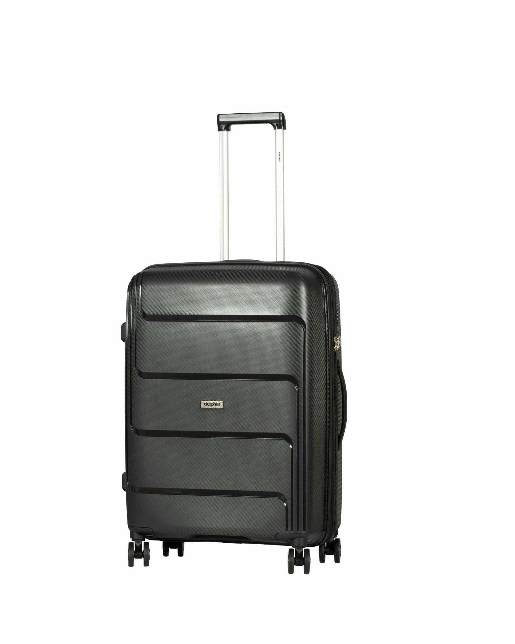 1 Delphin Verona Hardside 2-Piece Spinner Luggage Set - Large & Carry-On - Black, 1 of 4