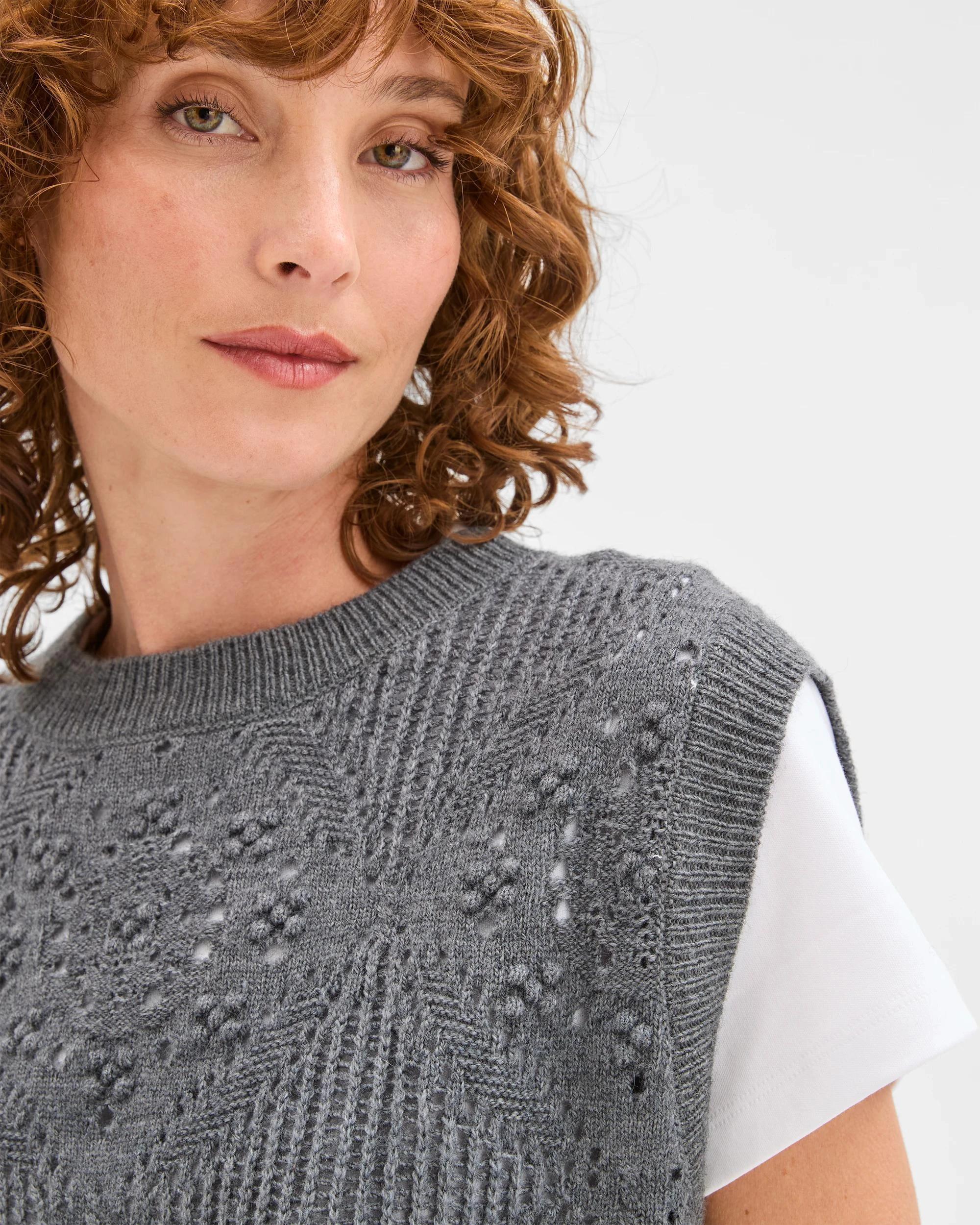 4 Target Woman Pointelle Knit Vest GREY MELANGE, 4 of 5