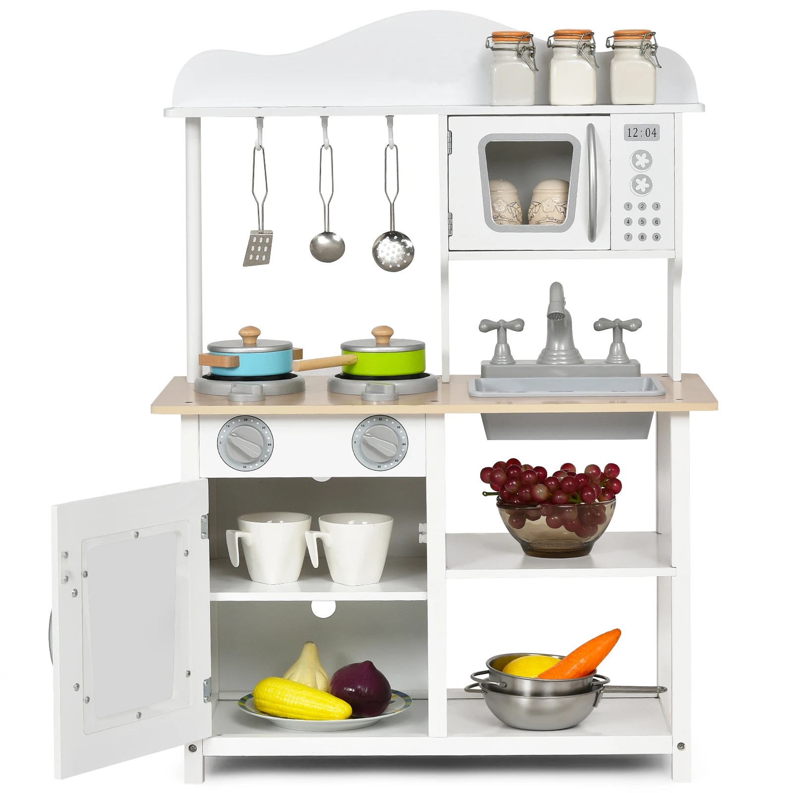 6 Costway Kitchen Play Set Kids Wood Cooking Toy, 6 of 6