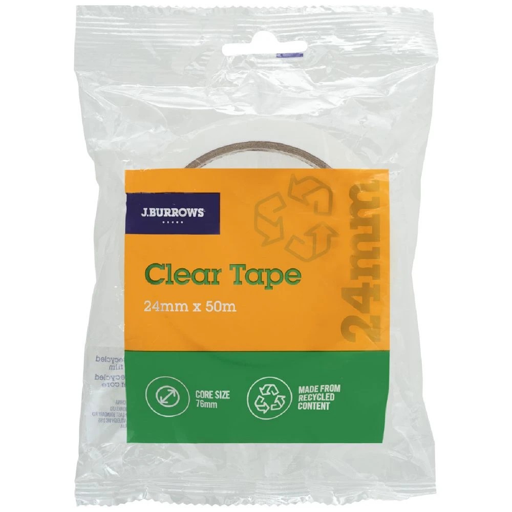 1 J.Burrows Clear Tape Roll 24mmX50m, 1 of 2