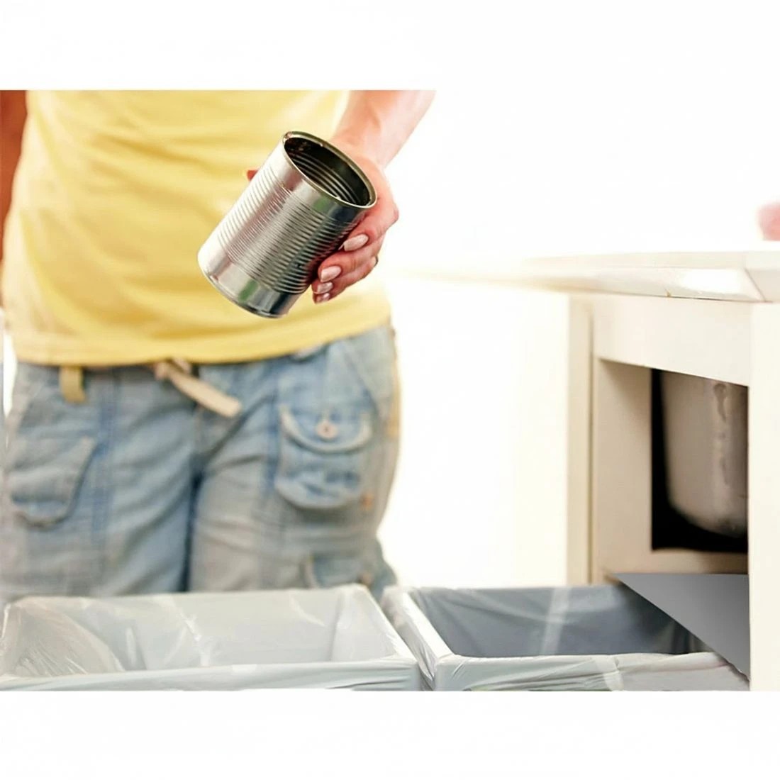 3 Cefito Pull Out Bin Kitchen Double Basket 2X20L - Grey, 3 of 6