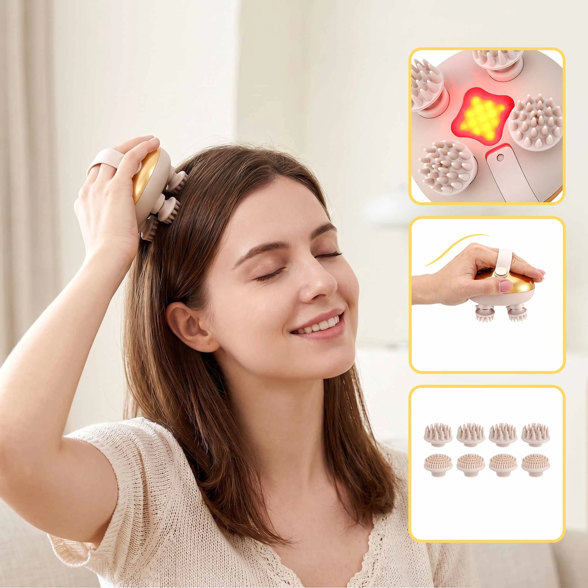 5 Livemor Scalp Massager Kneading Head Massager Scalp Stress Relax Portable Hair Shower Cat Massager - Gold, 5 of 9
