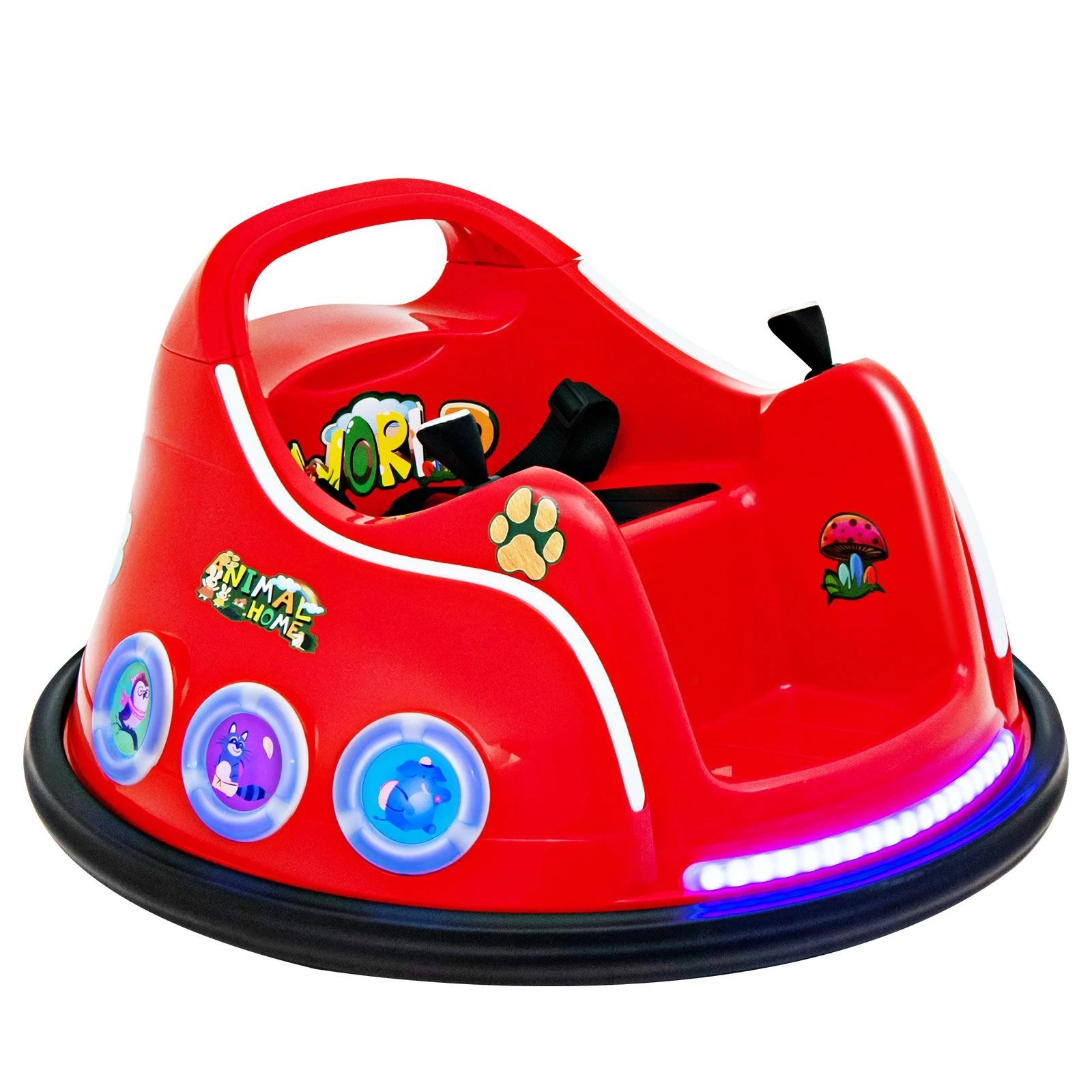 1 Costway Electric Kids Ride On Bumper Car w/Bluetooth - Red, 1 of 5