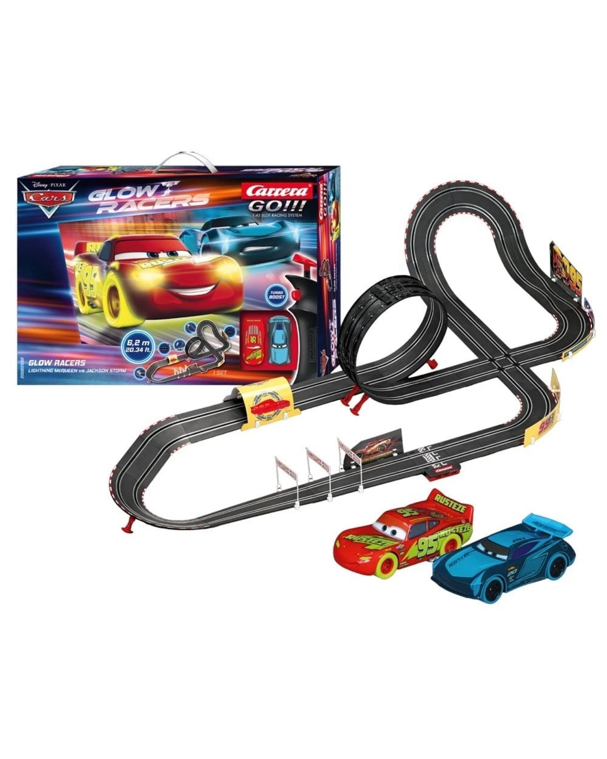 5 Carrera Go!!! Disney Cars Glow Racers 1:43 Slot Car Set, 5 of 5