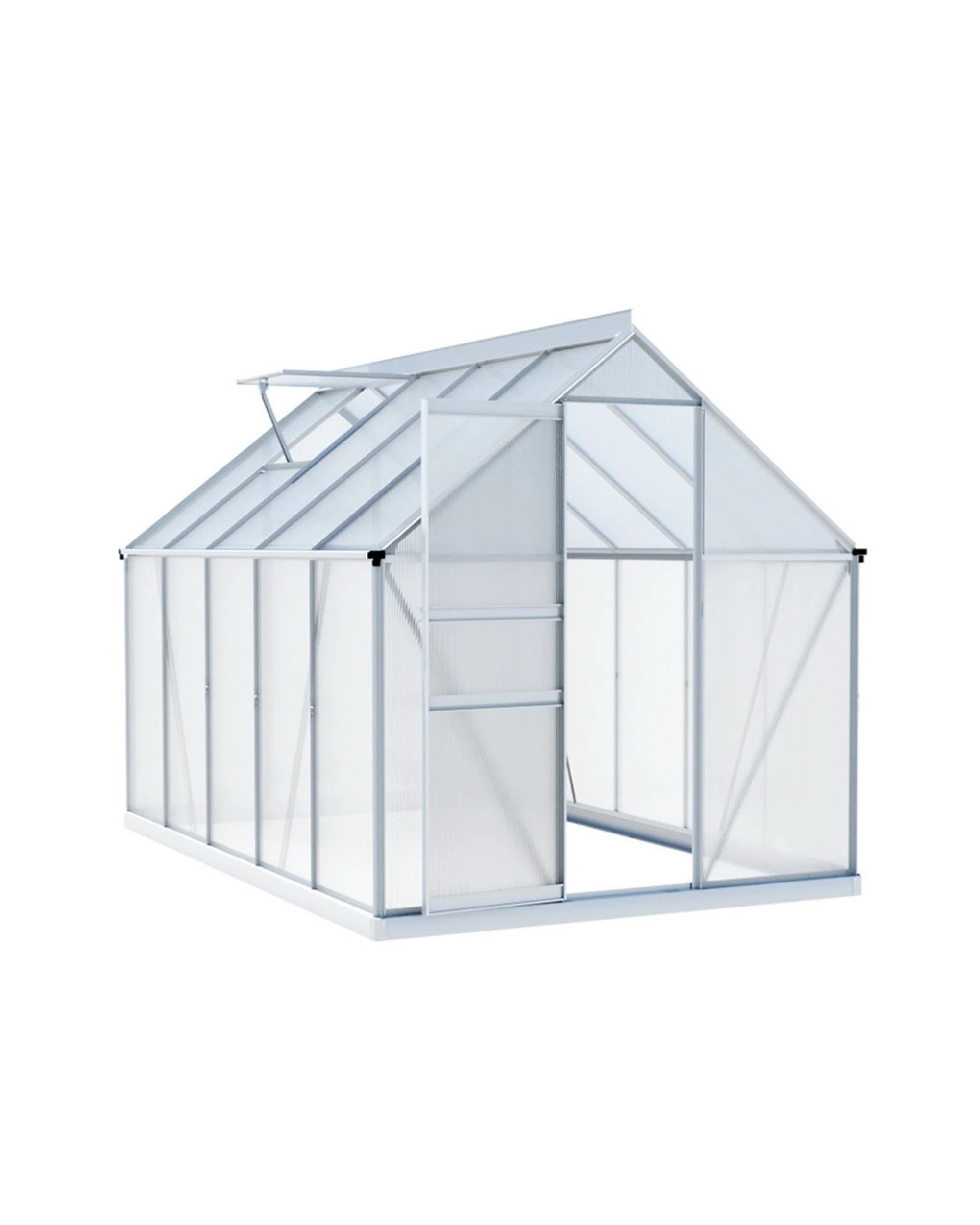 1 Green Fingers Greenhouse Aluminium Polycarbonate Premium Garden Storage Shed - Clear, 1 of 7