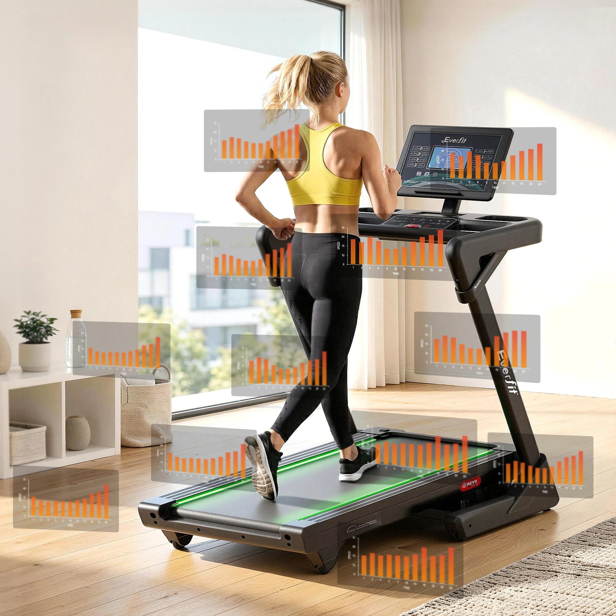 6 Everfit 3 in 1 Treadmill 30% Auto Incline Foldable Treadmills for Home with LED Lights 500mm Belt, 6 of 9