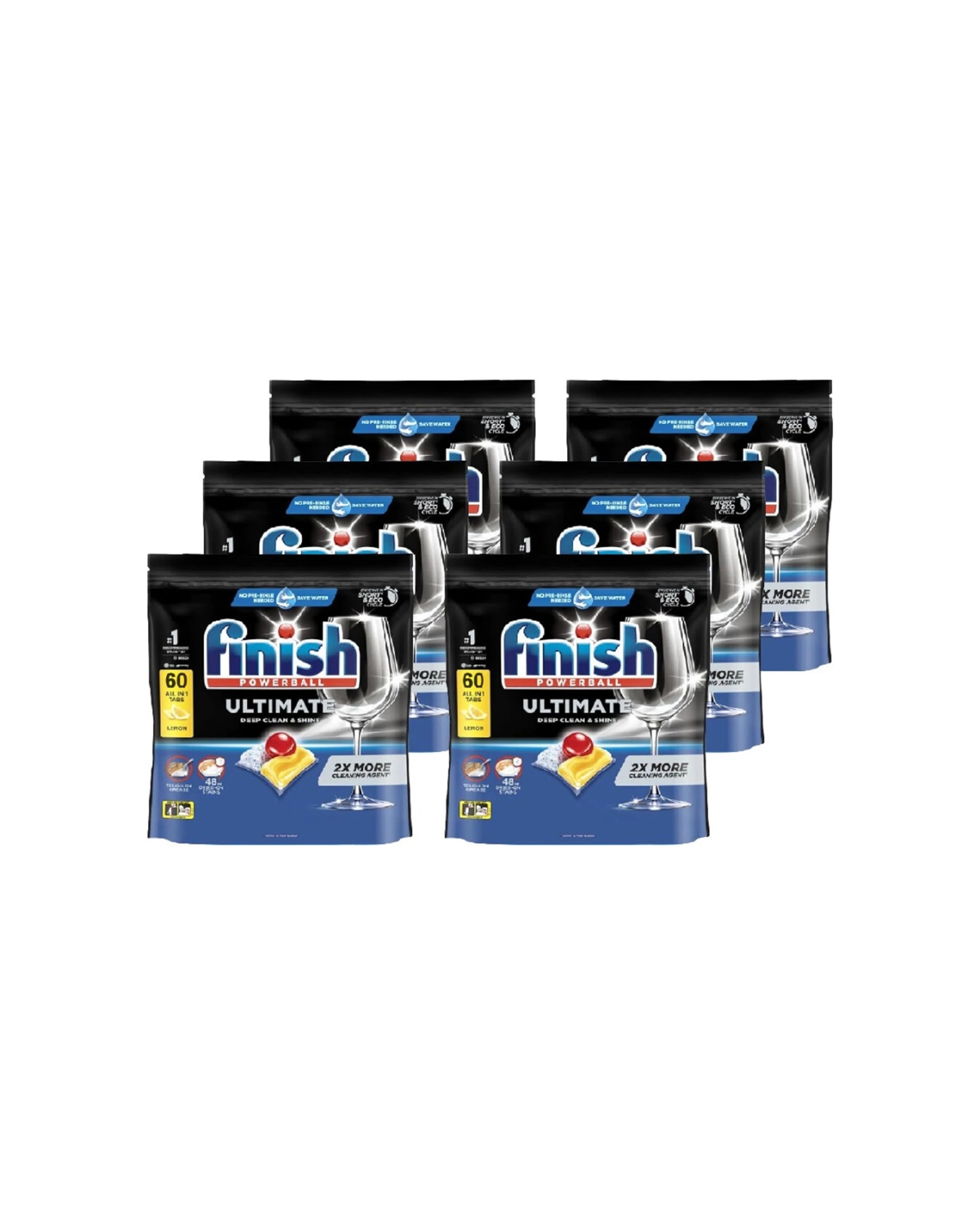 1 Finish Powerball Ultimate Dishwasher Tablets 6x 60pc Lemon Scent Pack, 1 of 3