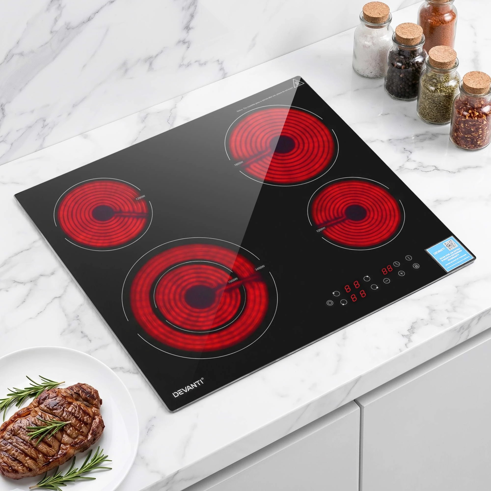 8 Devanti Electric Ceramic Cooktop Dual Zone Touch Control Black - Black, 8 of 8