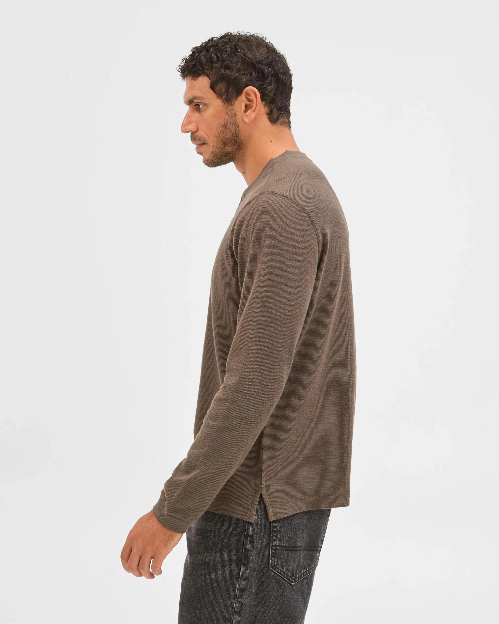 6 Target Australian Cotton Waffle Henley T-Shirt DARK OLIVE MARLE, 6 of 7