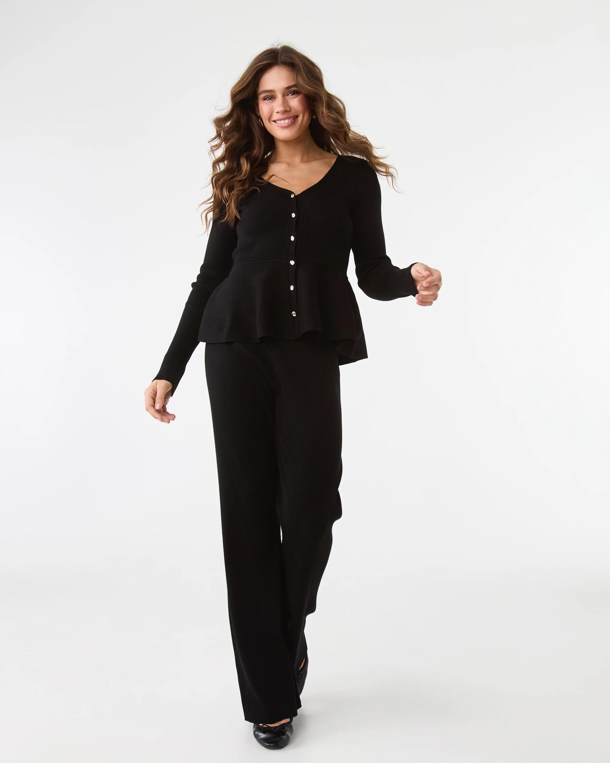2 Kick Flare True Knit Pants Black, 2 of 6