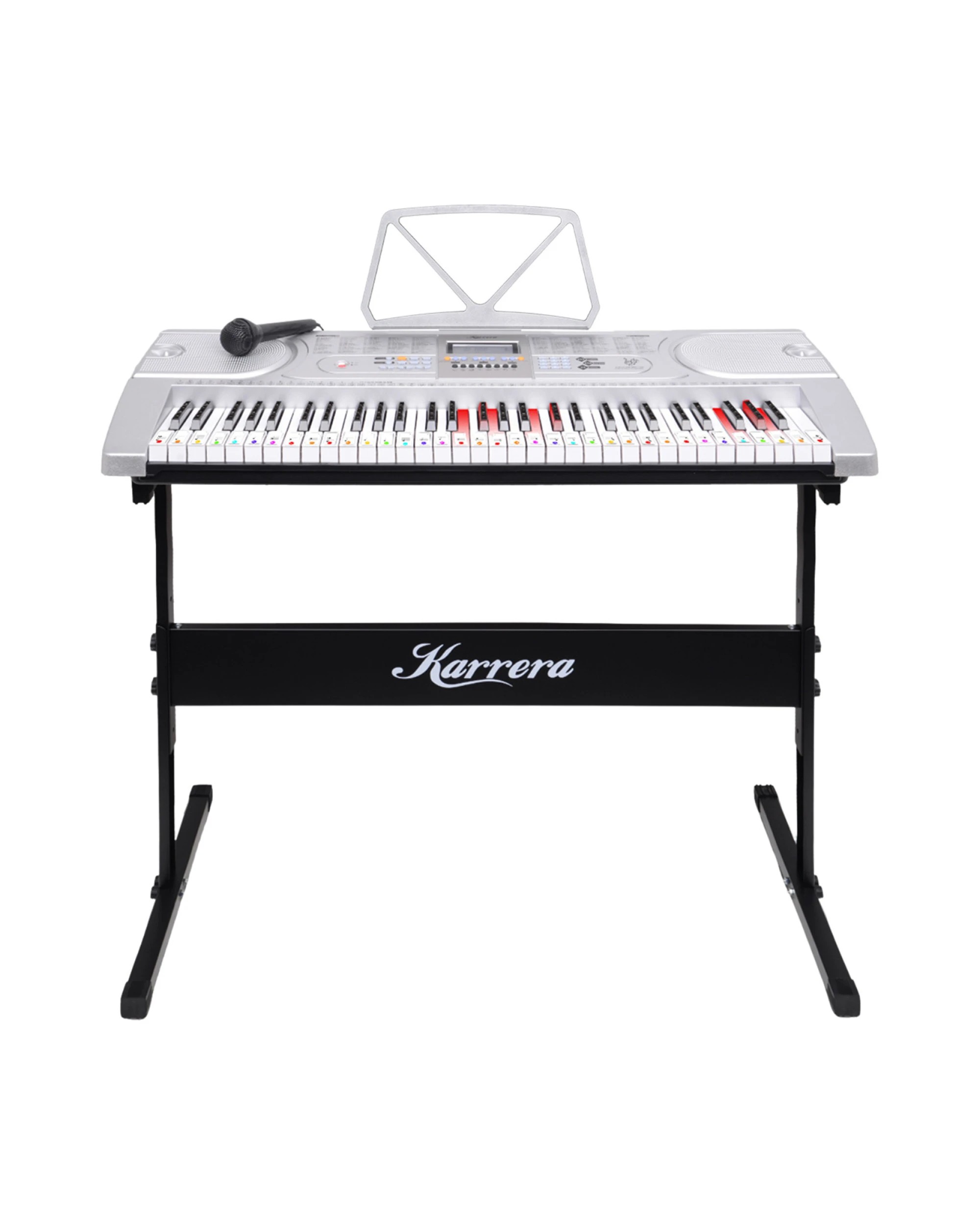 1 Karrera 61 Keys Electronic LED Keyboard Piano with Stand in Silver - Silver, 1 of 8