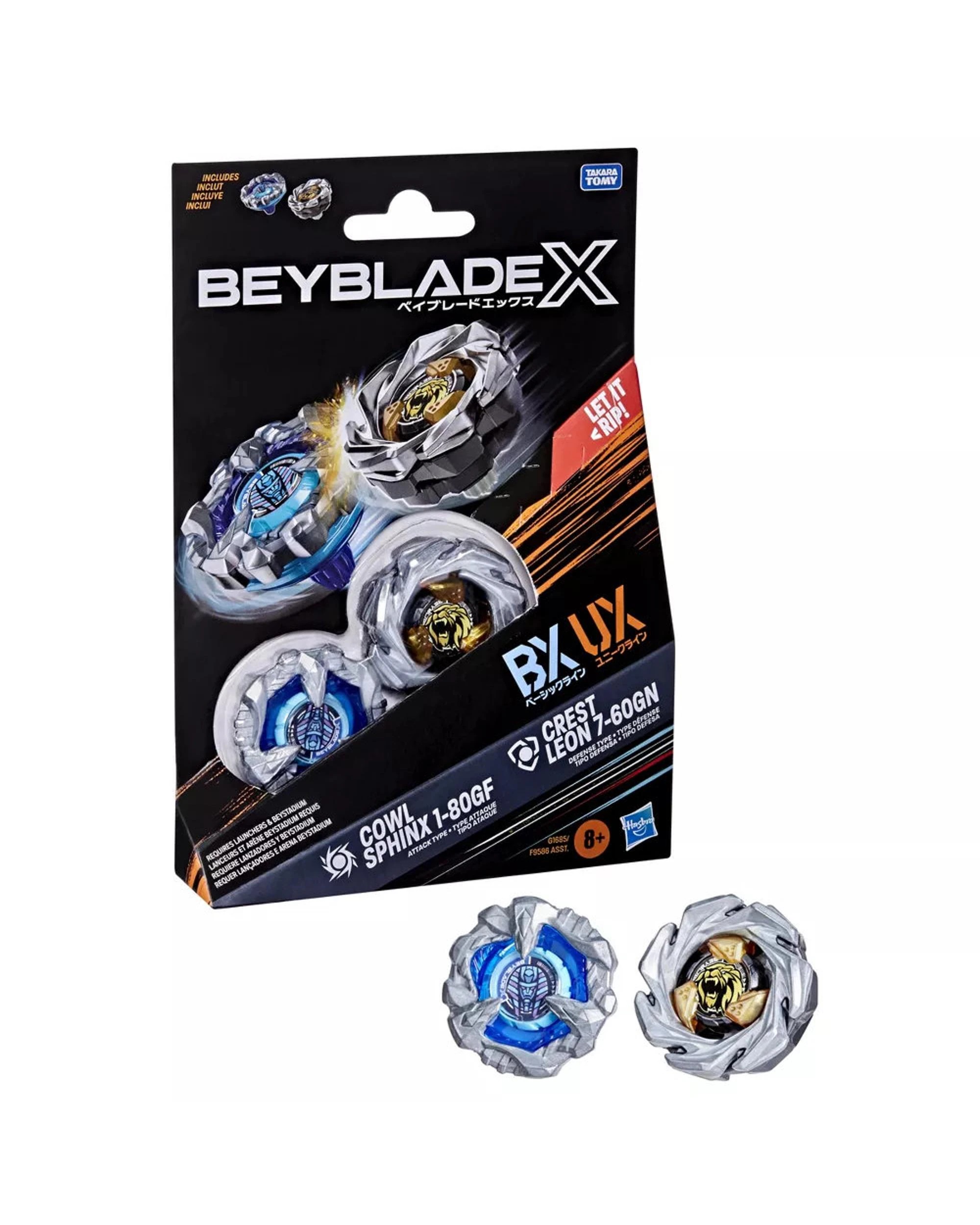 1 Beyblade X Cowl Sphinx 1-80GF and Crest Leon 7-60GN Dual Pack, 1 of 5