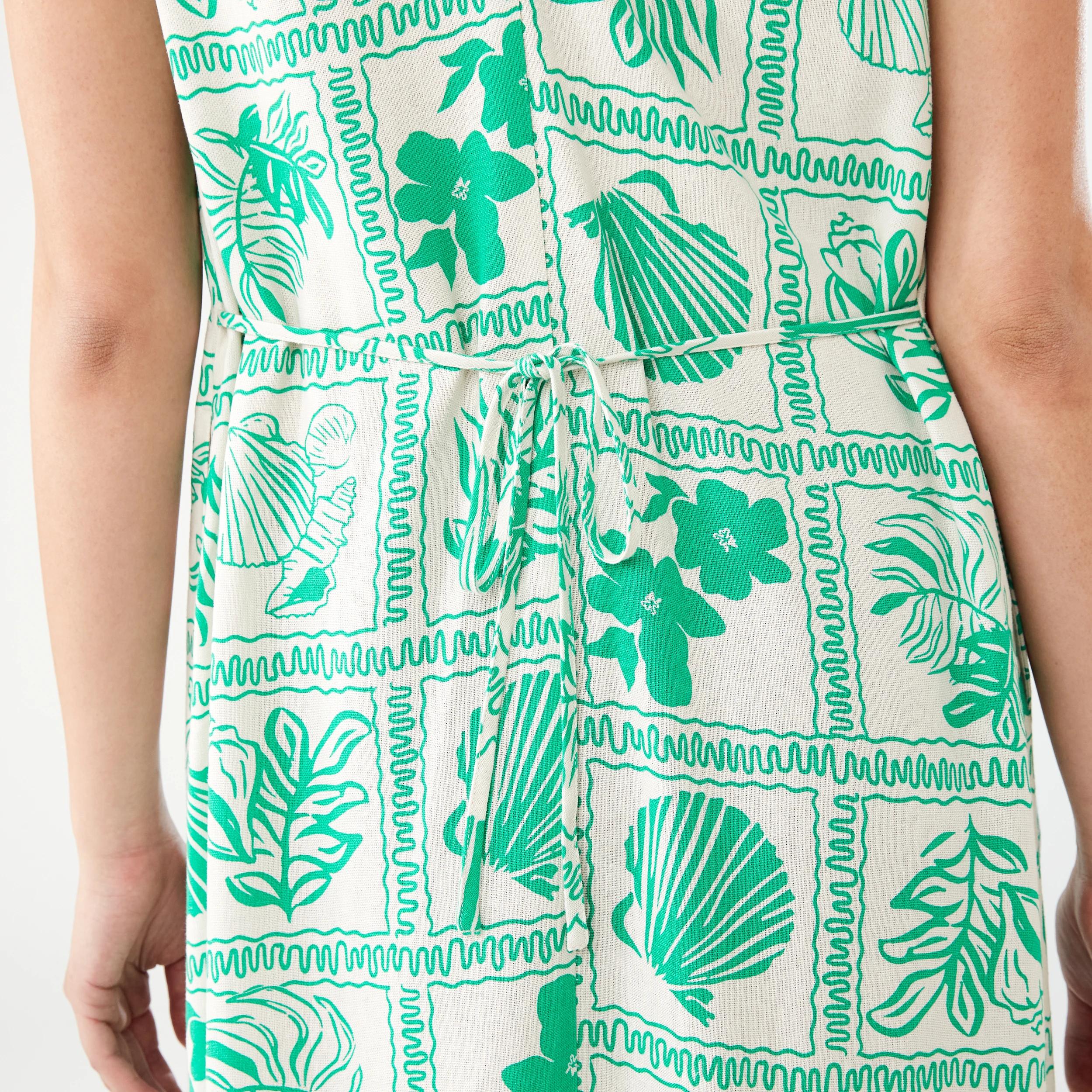 9 Sleeveless Longline Button Through Midi Dress SHELL GEO SIMPLY GREEN, 9 of 9