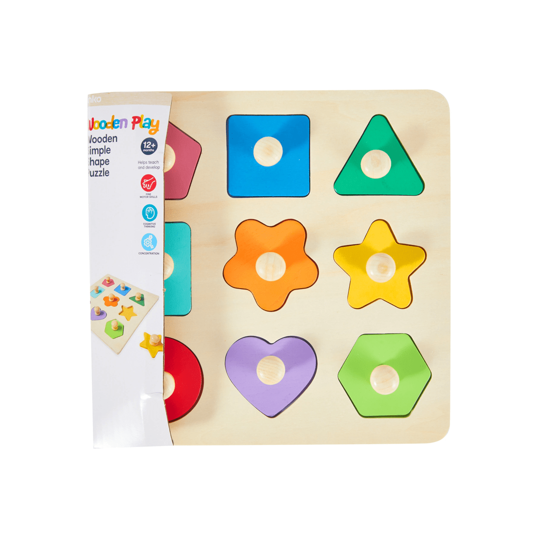 1 Wooden Simple Shape Puzzle, 1 of 5