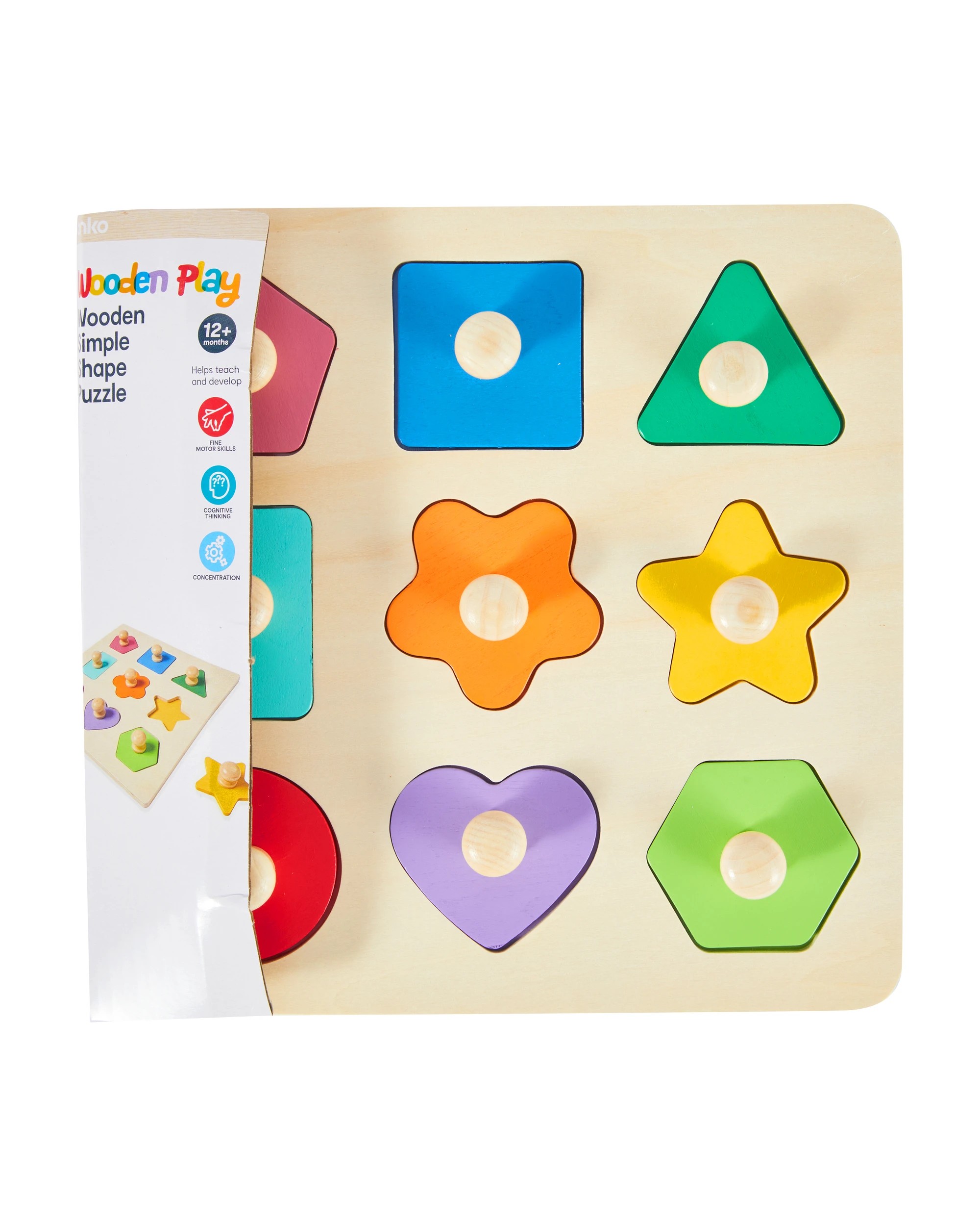 1 Wooden Simple Shape Puzzle, 1 of 5