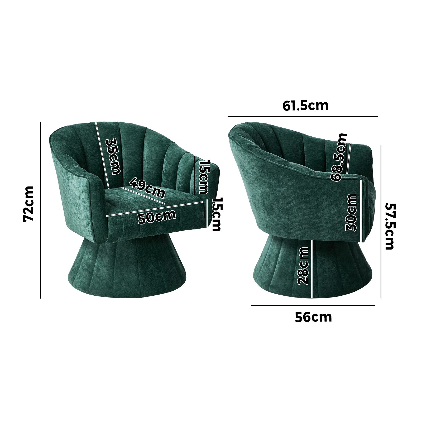 2 Oikiture Swivel Armchair Linen Fabric Lounge Chair Accent Chair - Green, 2 of 10
