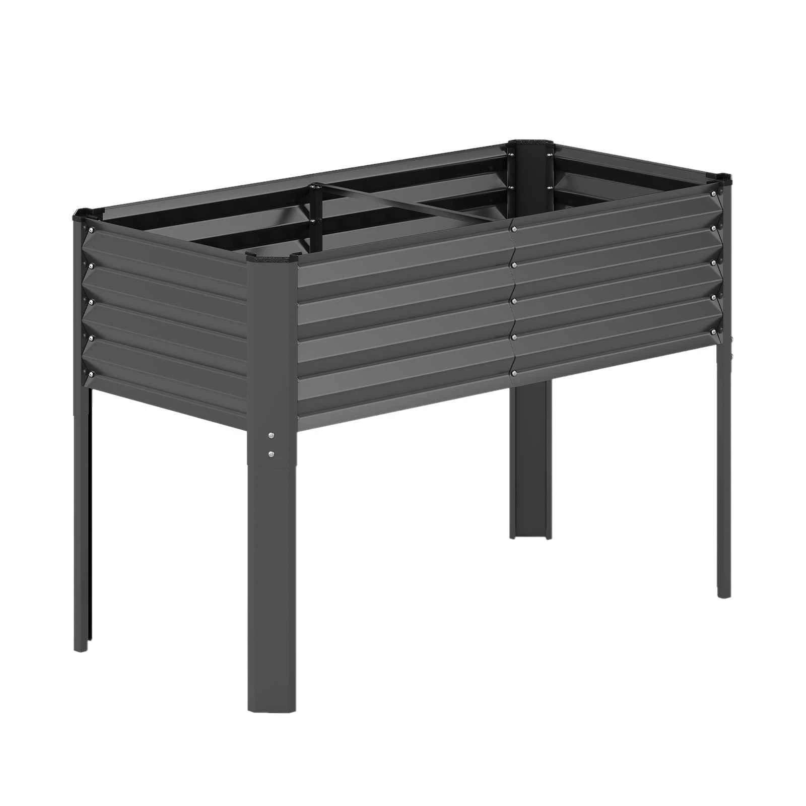 1 Costway Galvanized Raised Garden Bed w/Legs Metal Elevated Planter Box 118 x 60 x 78cm - Grey, 1 of 1