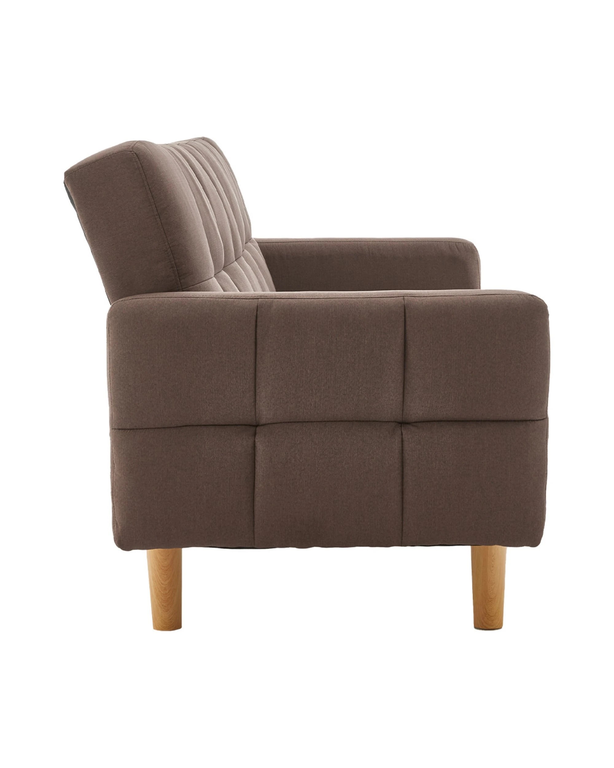 3 Sarantino 3-Seater Fabric Sofa Bed Futon - Brown, 3 of 9