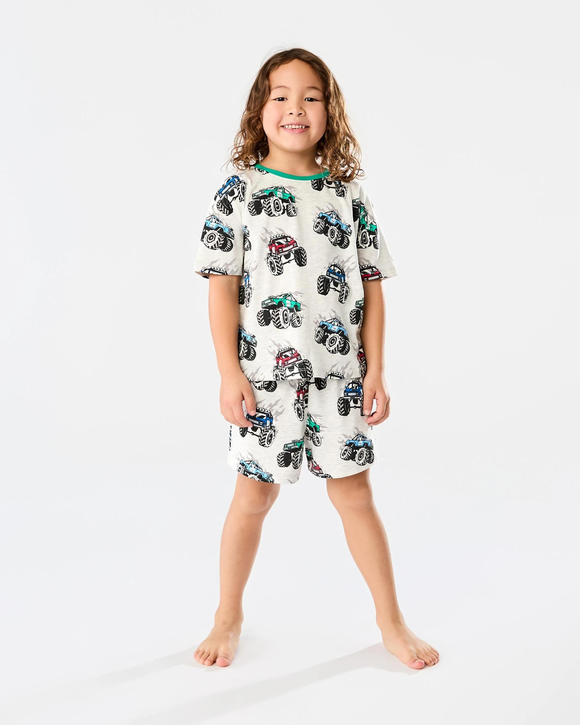 1 Short Sleeve Jersey Pyjama Set Gry Truck, 1 of 8
