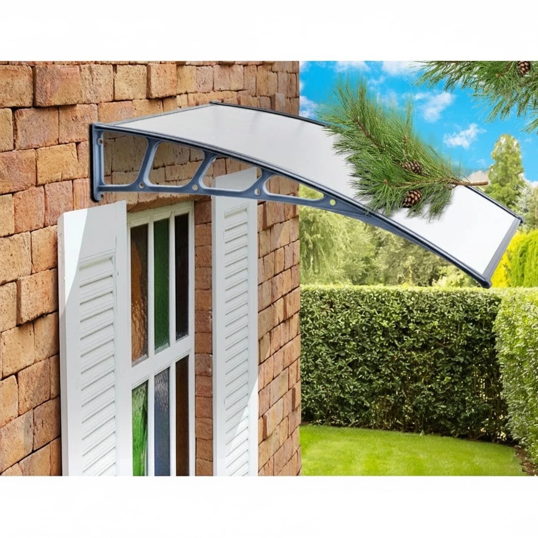 4 Instahut Window Door Awning Canopy 1.5mx2m Transparent Sheet  Plastic - Clear, 4 of 6