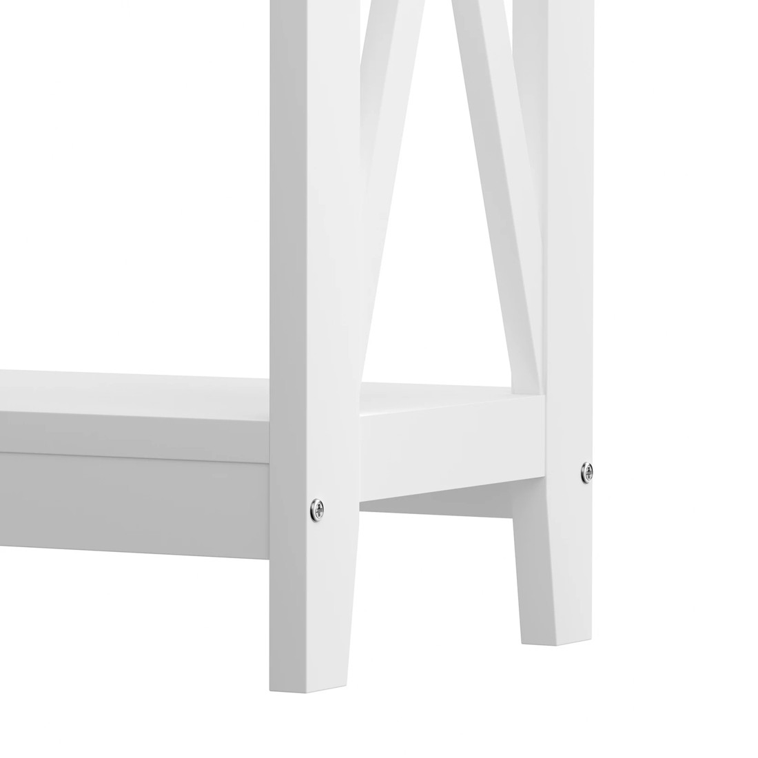 2 Oikiture 2-tier Console Table X-design Wood Sofa Table Hall Side Entry
 - White, 2 of 8