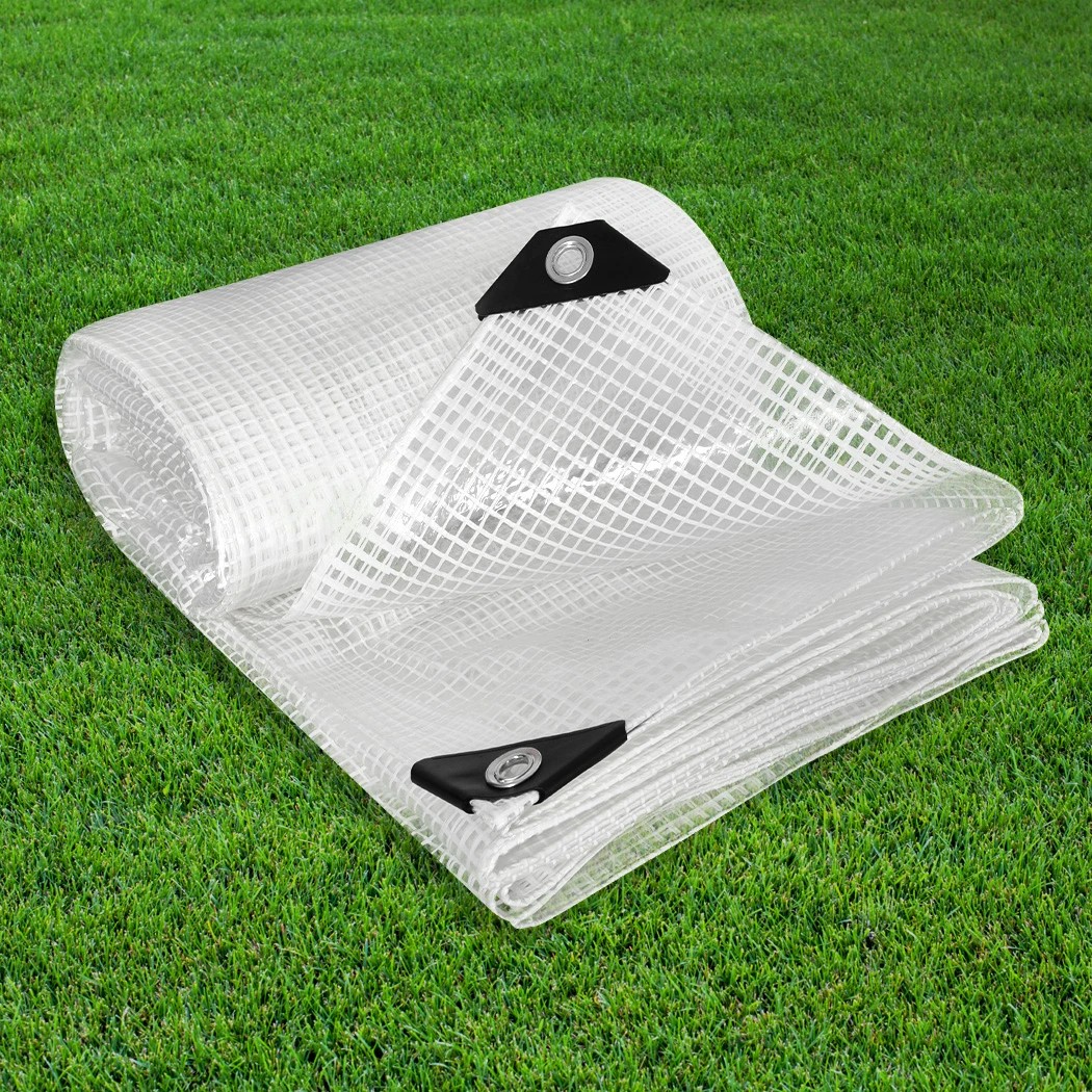 7 Mountview Heavy Duty Waterproof Poly Tarpaulin Camping Cover Clear Grid, 7 of 8
