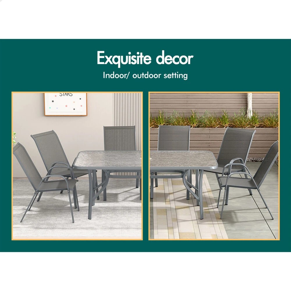 9 Alfordson 7PCS Outdoor Dining Set Patio Table and Chairs Garden Furniture - Grey, 9 of 10