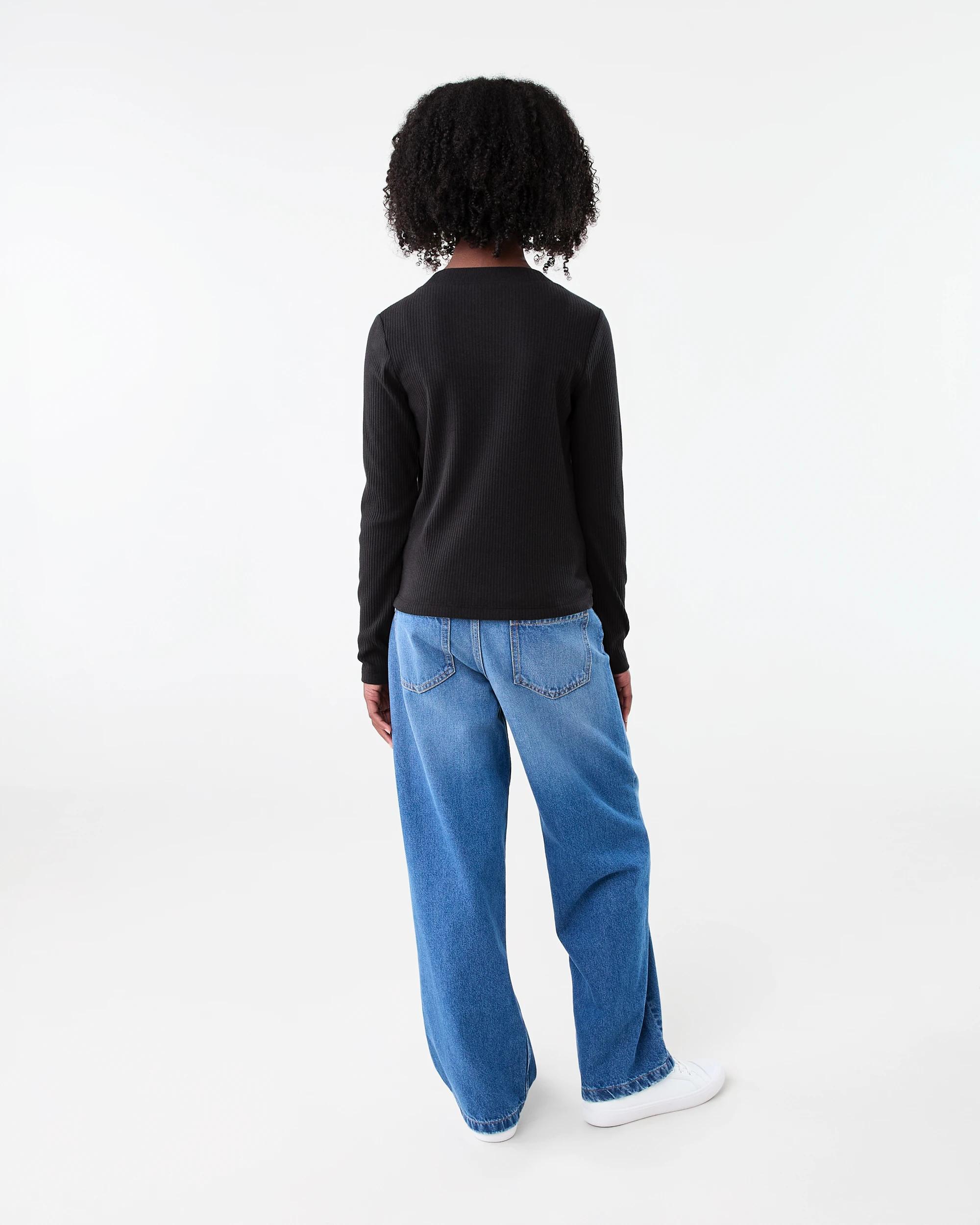 7 Long Sleeve Rib Skivvy Top Black, 7 of 7