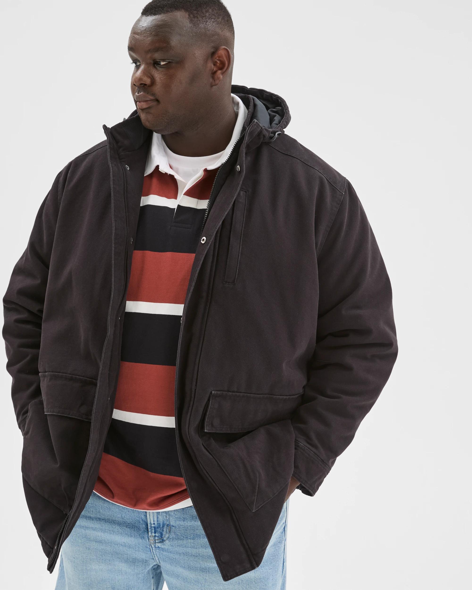 4 Target Man Plus Plus Size Australian Cotton Canvas Parka Jacket BLACK, 4 of 7