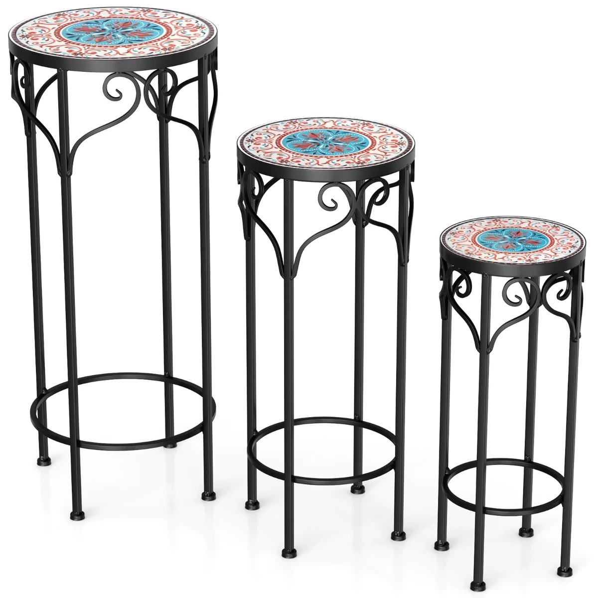 1 Costway 3PCS Metal Plant Stand Set Potted Plant Shelf Flower Pot Display Holder, 1 of 1