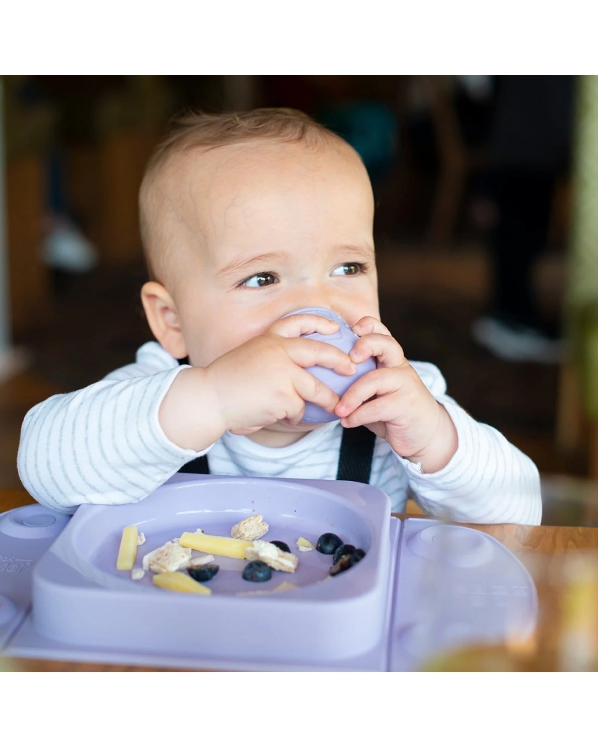 3 EasyTots Easymat MiniMax Open Baby Feeding Plate 5 Suction Points - Purple, 3 of 5