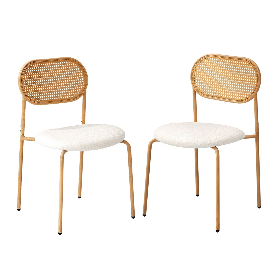 1 Oikiture 2pcs Dining Chair Accent Chairs Rattan Furniture Sherpa
 - White, 1 of 10