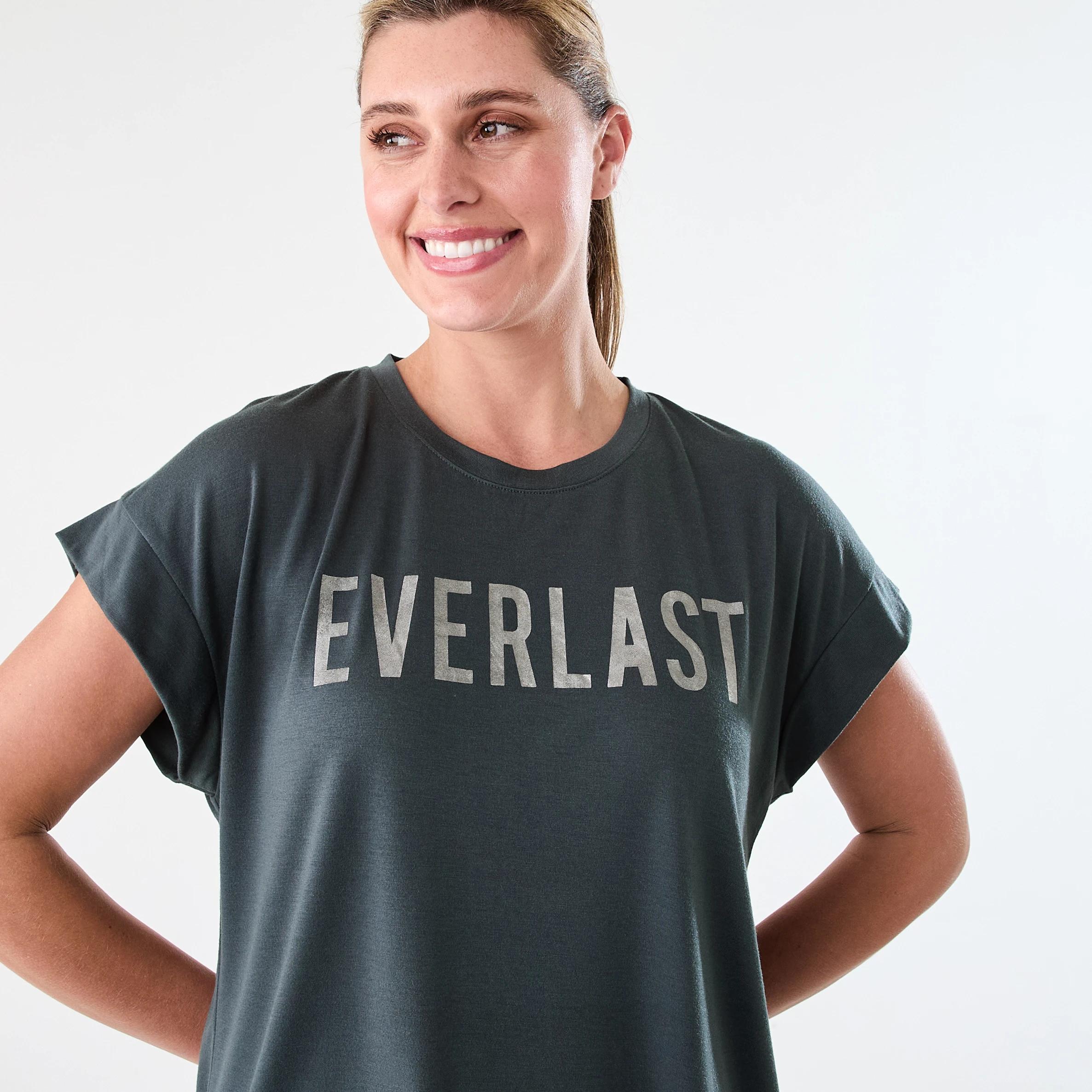 4 Everlast Womens Relaxed Longline T-shirt EVERLAST COLLEGIATE CHARCOAL, 4 of 6