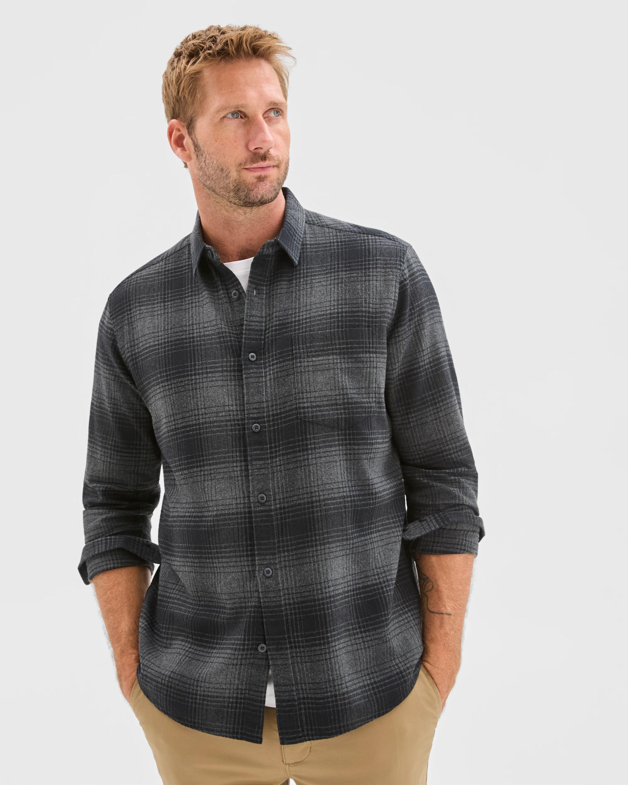 3 Target Australian Cotton Long Sleeve Flannelette Shirt CHARCOAL, 3 of 6