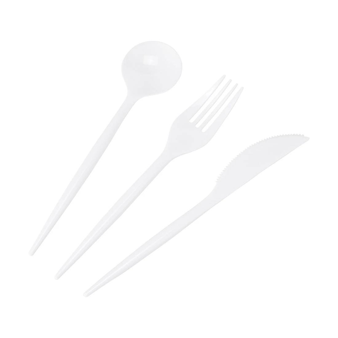 1 150 Piece Reusable White Plastic Cutlery Set, 1 of 5