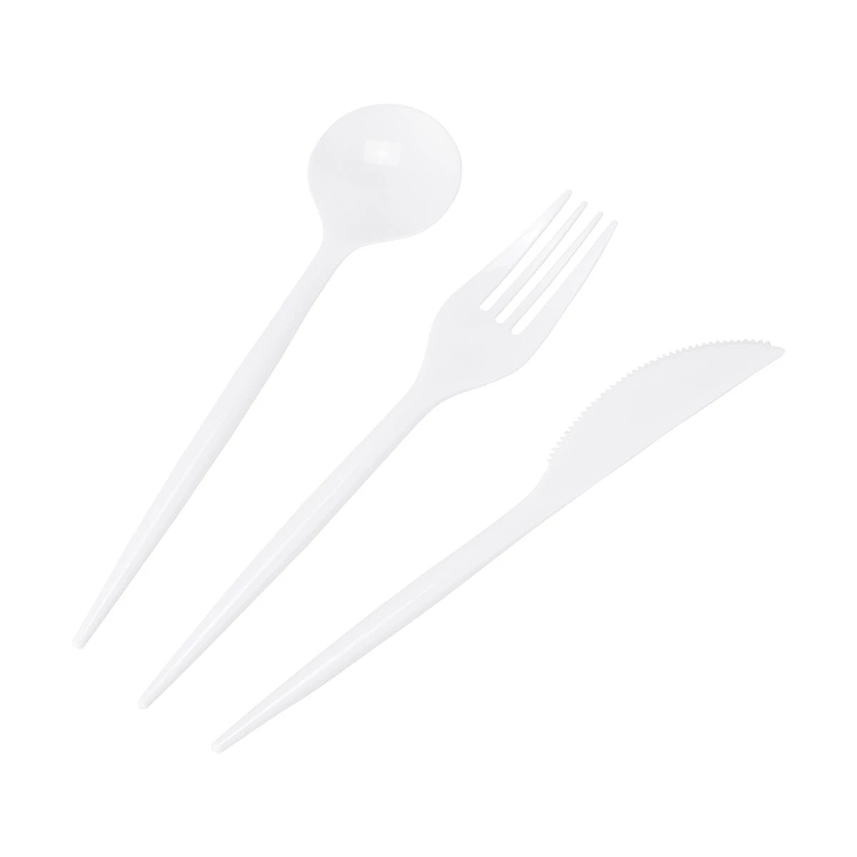 1 150 Piece Reusable White Plastic Cutlery Set, 1 of 5