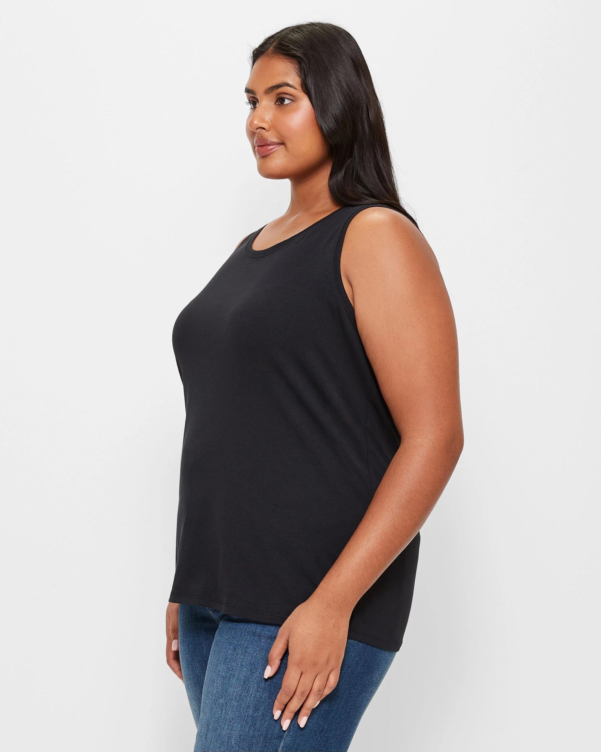 3 Target Curve Plus Size Australian Cotton Blend Sleeveless Tank BLACK, 3 of 9