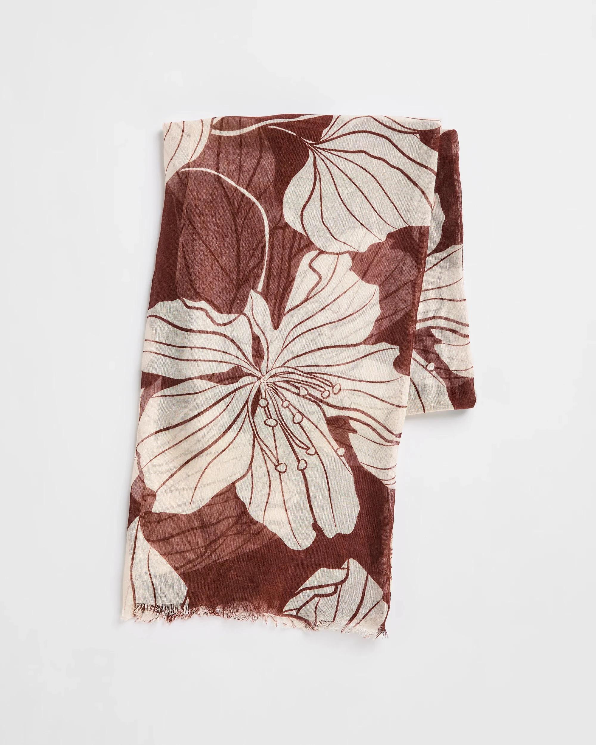 1 Target Lightweight Printed Scarf CHOCOLATE FLORAL, 1 of 2