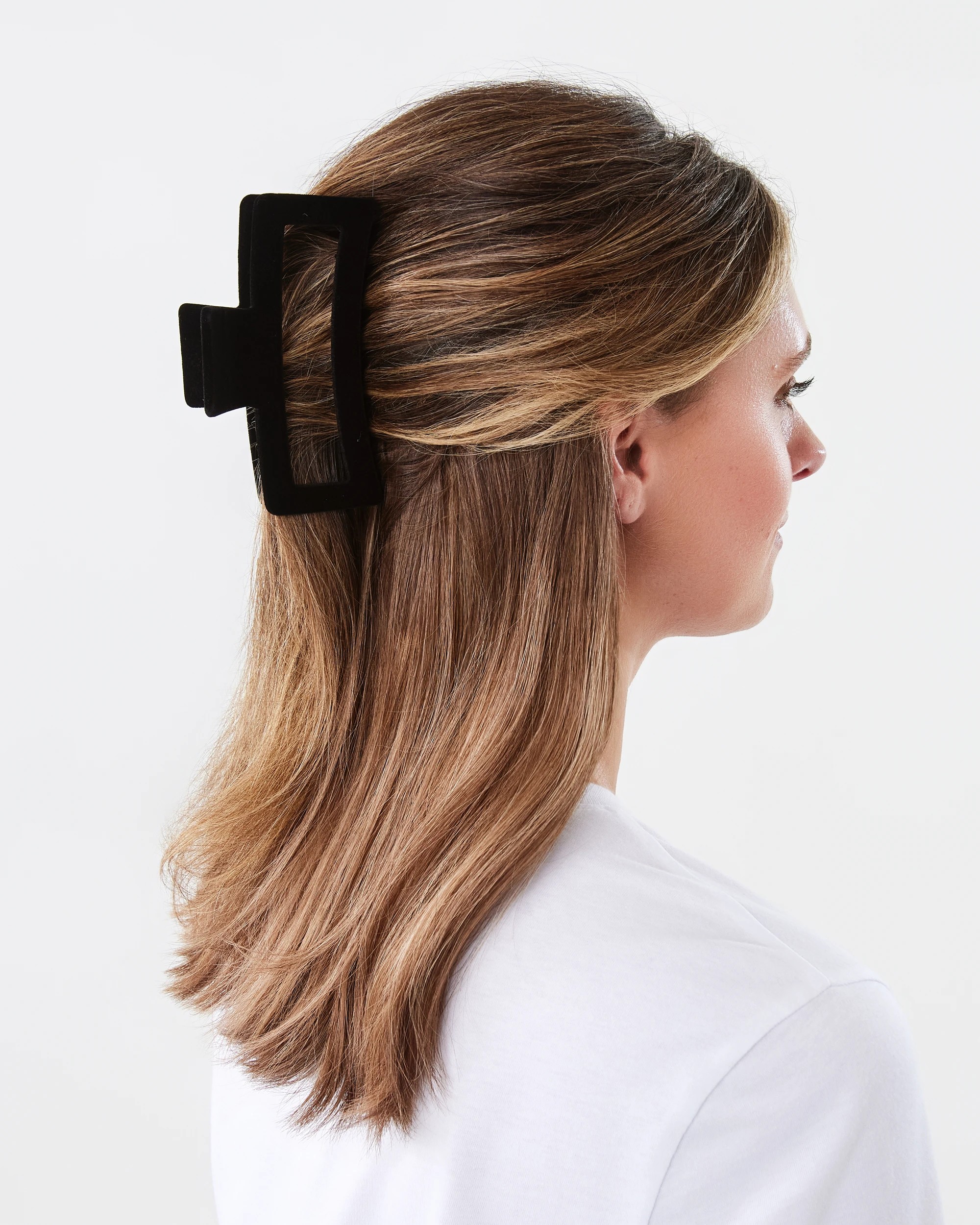 3 Black Velvet Rectangle Claw Hair Clip, 3 of 4