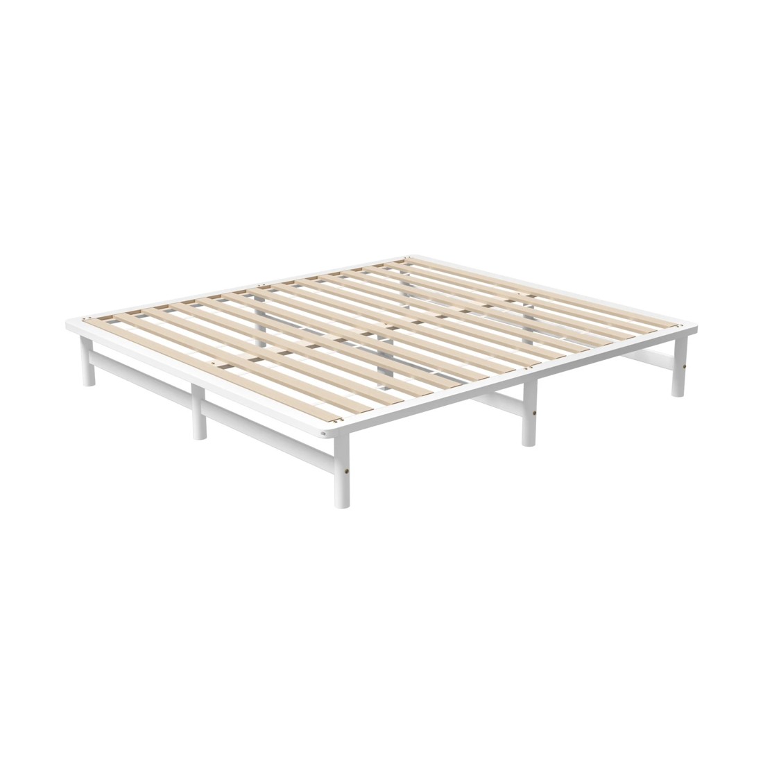 3 Oikiture Wooden Bed Frame King Size Base Platform Beds Solid Pine Wood
 - White, 3 of 10