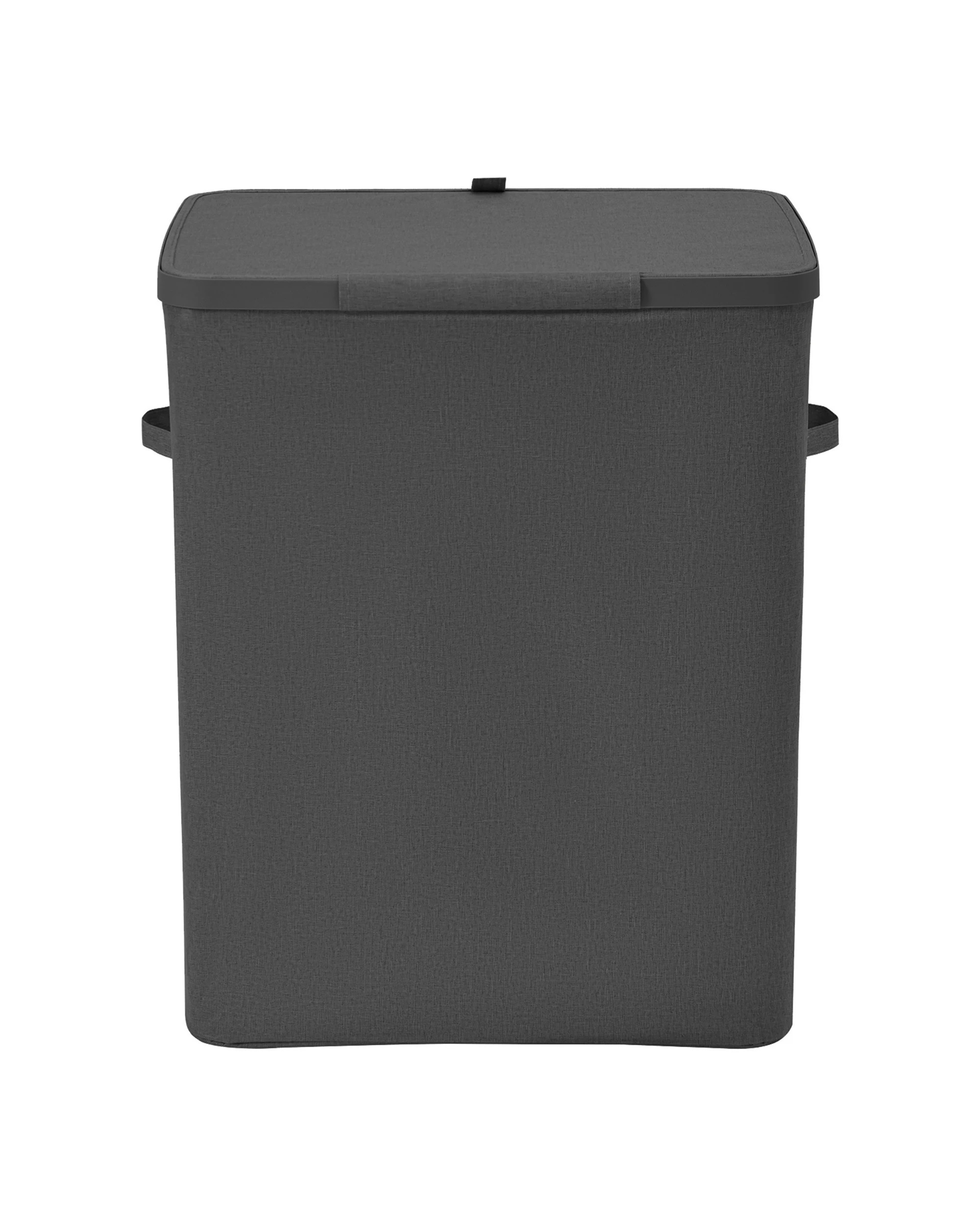 10 Sherwood Voyager 2-Section Laundry Hamper 100L Faux Linen 56x40x67cm - Slate, 10 of 10